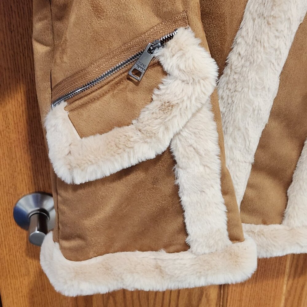 STEVE MADDEN Women's XL Cognac Faux Suede Shearling Heavyweight Peacoat Coat NEW - Picture 6 of 7